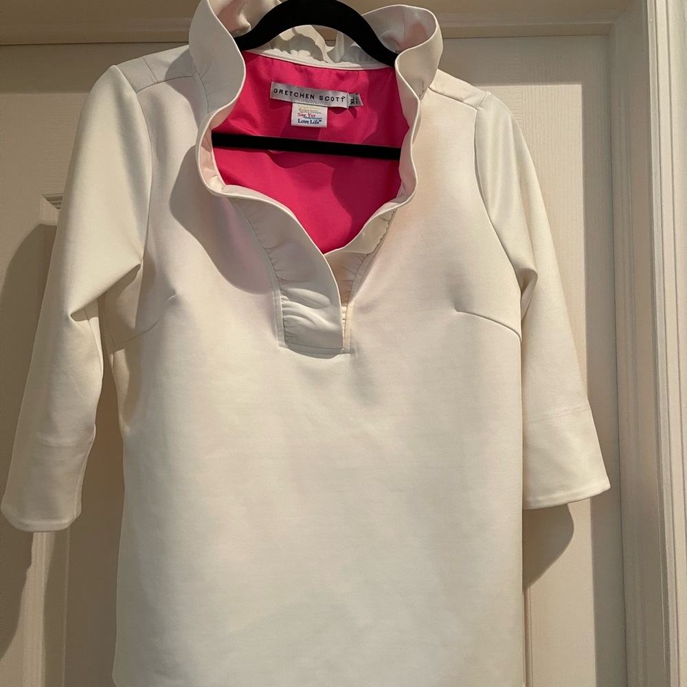 Gretchen Scott XL White Ruffle Top